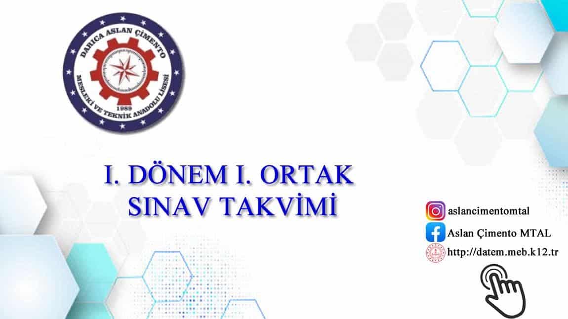 2024-2025 Eğitim Öğretim Yılı I. Dönem I. Ortak Sınav Takvimi