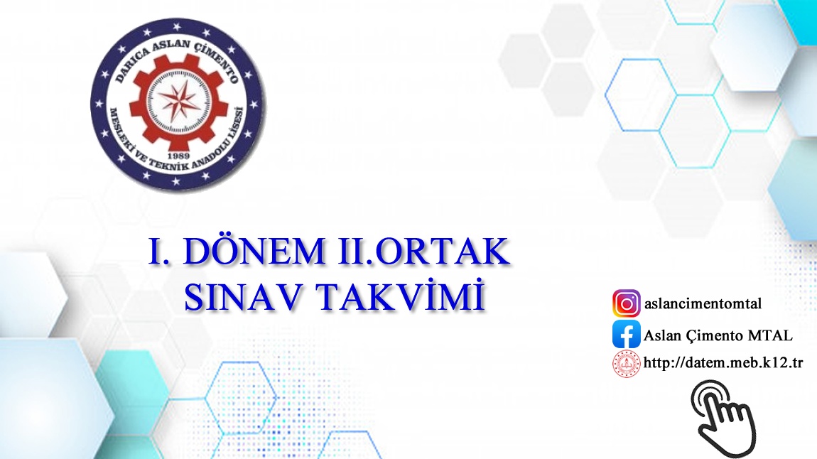 2024-2025 Eğitim Öğretim Yılı I. Dönem II. Ortak Sınav Takvimi